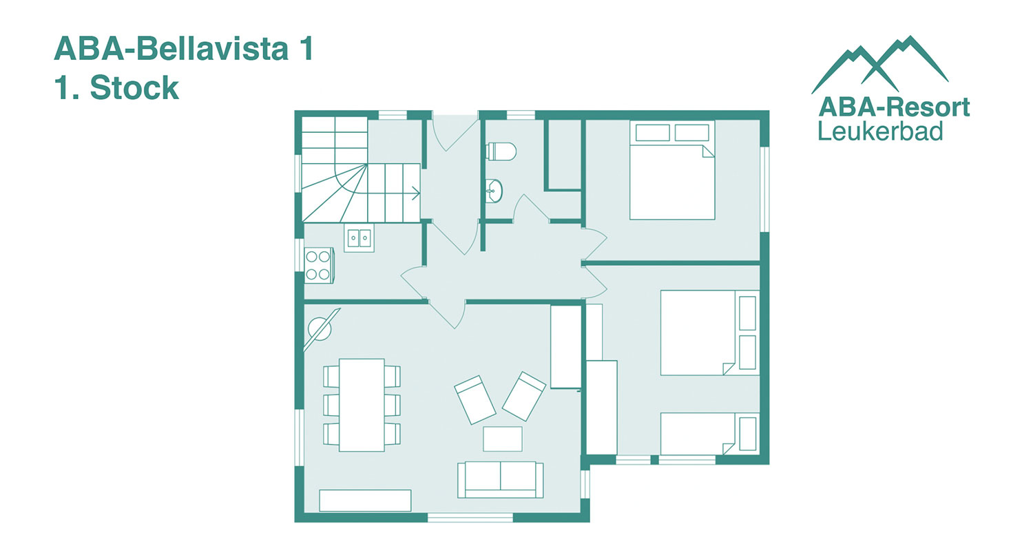 ABA Bellavista 1: Dreizimmerwohnung im 1. Stockwerk für maximal 5 Personen.