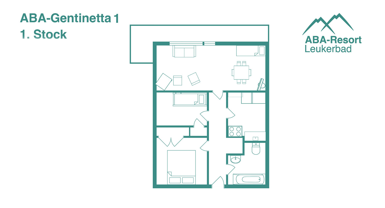ABA Gentinetta 1: Dreizimmerwohnung im 1. Stockwerk für maximal 4 Personen.