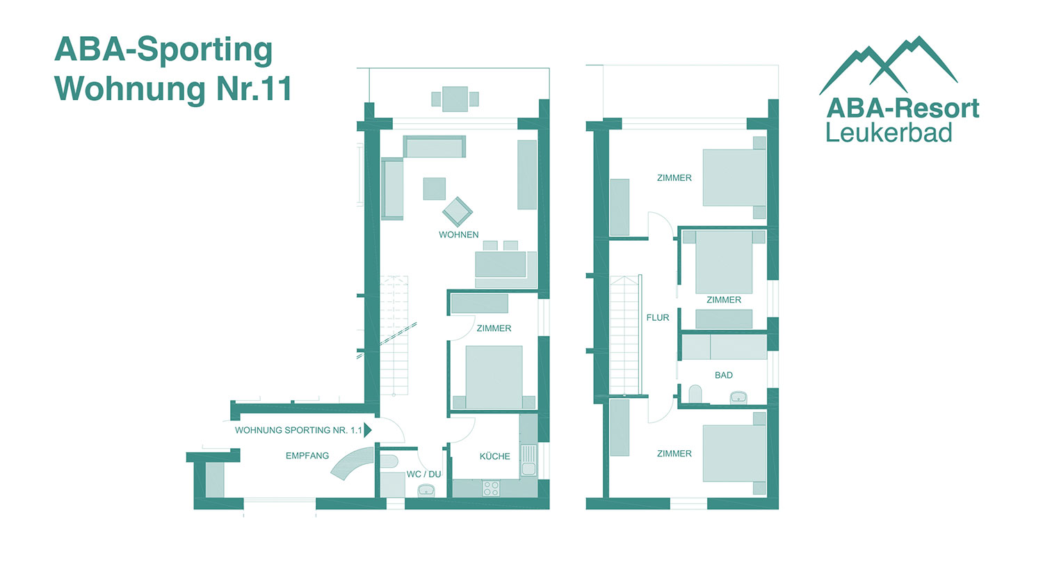 ABA Sporting 11 : Appartement duplex de cinq pièces pour 8 personnes maximum.